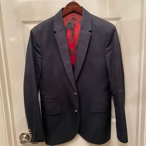 Valentino Men's Navy Blue Two Button Sport Coat Blazer US 38